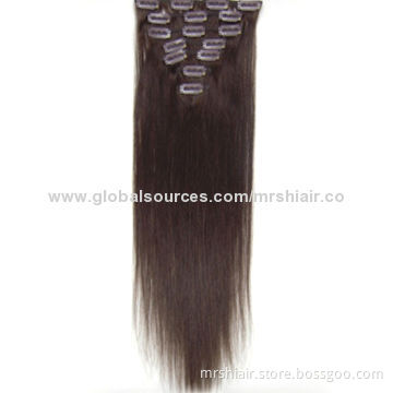 12"-28' #2 dark brown 70/80/100/120g 7pcs Peruvian clip in hair extensions